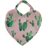 Pink Cactus flower Giant Heart Shaped Tote