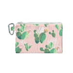 Pink Cactus flower Canvas Cosmetic Bag (Small)