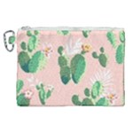 Pink Cactus flower Canvas Cosmetic Bag (XL)