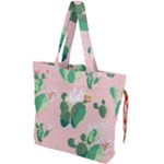 Pink Cactus flower Drawstring Tote Bag