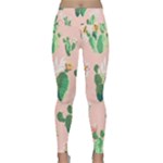 Pink Cactus flower Lightweight Velour Classic Yoga Leggings