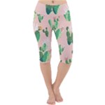 Pink Cactus flower Lightweight Velour Cropped Yoga Leggings