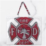 Red Fire Department Cross Zipper Large Tote Bag