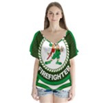 Irish Firefighter V-Neck Flutter Sleeve Top