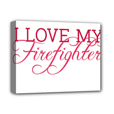 I Love My Firefighter Deluxe Canvas 14  x 11  (Stretched) from ArtsNow.com