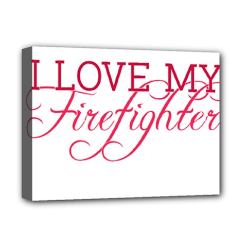 I Love My Firefighter Deluxe Canvas 16  x 12  (Stretched)  from ArtsNow.com