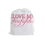 I Love My Firefighter Drawstring Pouch (Large)