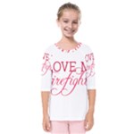 I Love My Firefighter Kids  Quarter Sleeve Raglan Tee