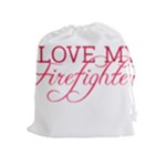 I Love My Firefighter Drawstring Pouch (XL)