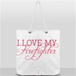 I Love My Firefighter Full Print Rope Handle Tote (Large)