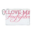 I Love My Firefighter Canvas Cosmetic Bag (Medium)