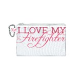 I Love My Firefighter Canvas Cosmetic Bag (Small)