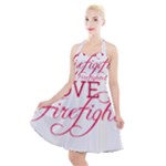 I Love My Firefighter Halter Party Swing Dress 