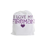 I Love My Fireman Drawstring Pouch (Medium)