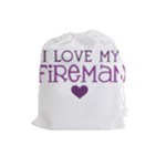 I Love My Fireman Drawstring Pouch (Large)