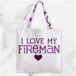 I Love My Fireman Zipper Grocery Tote Bag