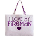 I Love My Fireman Zipper Mini Tote Bag