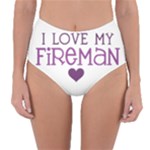 I Love My Fireman Reversible High-Waist Bikini Bottoms