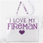 I Love My Fireman Zipper Large Tote Bag