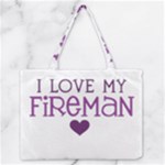 I Love My Fireman Zipper Medium Tote Bag