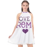 I Love My Fireman Halter Neckline Chiffon Dress 