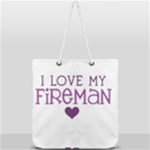 I Love My Fireman Full Print Rope Handle Tote (Large)