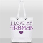 I Love My Fireman Full Print Rope Handle Tote (Small)