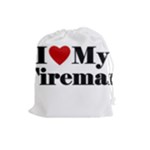 I Love My Fireman Drawstring Pouch (Large)