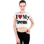 I Love My Fireman Crew Neck Crop Top