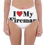 I Love My Fireman Reversible High-Waist Bikini Bottoms