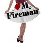 I Love My Fireman A-line Skater Skirt