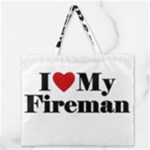 I Love My Fireman Zipper Large Tote Bag