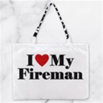 I Love My Fireman Zipper Medium Tote Bag