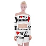 I Love My Fireman Off Shoulder Top with Mini Skirt Set