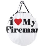 I Love My Fireman Giant Round Zipper Tote