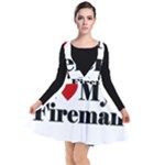 I Love My Fireman Plunge Pinafore Dress