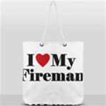 I Love My Fireman Full Print Rope Handle Tote (Large)