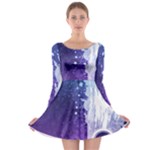 Purple Splash Long Sleeve Skater Dress