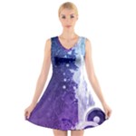 Purple Splash V-Neck Sleeveless Dress