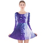 Purple Splash Long Sleeve Velvet Skater Dress