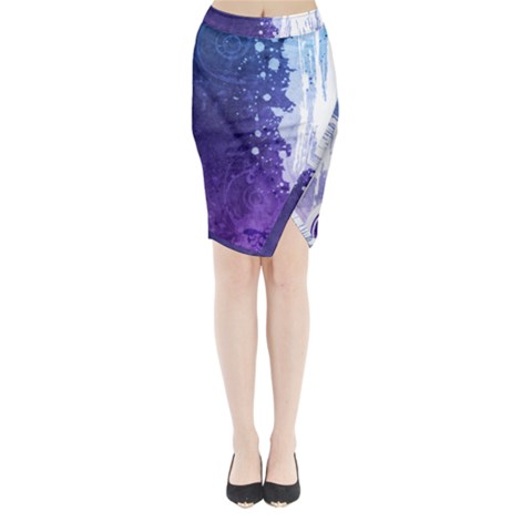 Purple Splash Midi Wrap Pencil Skirt from ArtsNow.com