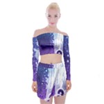 Purple Splash Off Shoulder Top with Mini Skirt Set