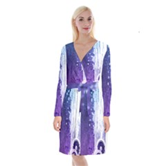 Long Sleeve Velvet Front Wrap Dress 