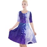 Purple Splash Quarter Sleeve A-Line Dress