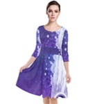 Purple Splash Quarter Sleeve Waist Band Dress