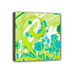 Green Blue Flower Art Mini Canvas 4  x 4  (Stretched)