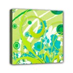 Green Blue Flower Art Mini Canvas 6  x 6  (Stretched)