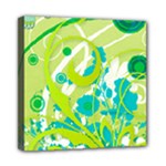 Green Blue Flower Art Mini Canvas 8  x 8  (Stretched)