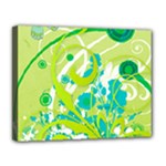 Green Blue Flower Art Canvas 14  x 11  (Stretched)