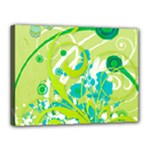 Green Blue Flower Art Canvas 16  x 12  (Stretched)